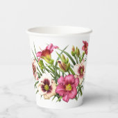 Gobelets En Papier Pink Daylilies Floral Botanal Art (Verso)