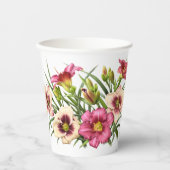 Gobelets En Papier Pink Daylilies Floral Botanal Art (Recto)