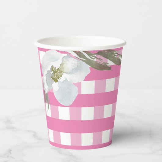 Gobelets En Papier Pink En vichy Party Table en aquarelle (Recto)