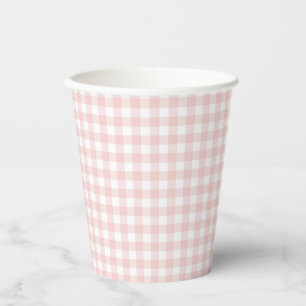 Gobelets En Papier Pink En vichy Printemps fête d'anniversaire