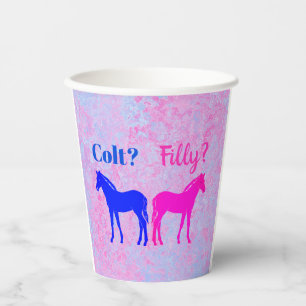 Gobelets En Papier Pink Filly & Colt Bleu Style occidental Révélati