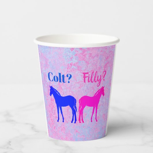 Gobelets En Papier Pink Filly & Colt Bleu Style occidental Révélation (Verso)