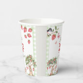 Gobelets En Papier Pink Gingham Berry First Strawberry 1st Birthday (Gauche)