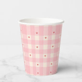 Gobelets En Papier Pink Gingham Hearts Valentine  (Verso)