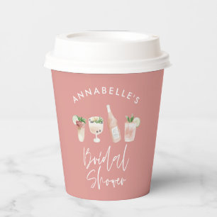 Gobelets En Papier Pink girly moderne cocktail script nuptiale douche