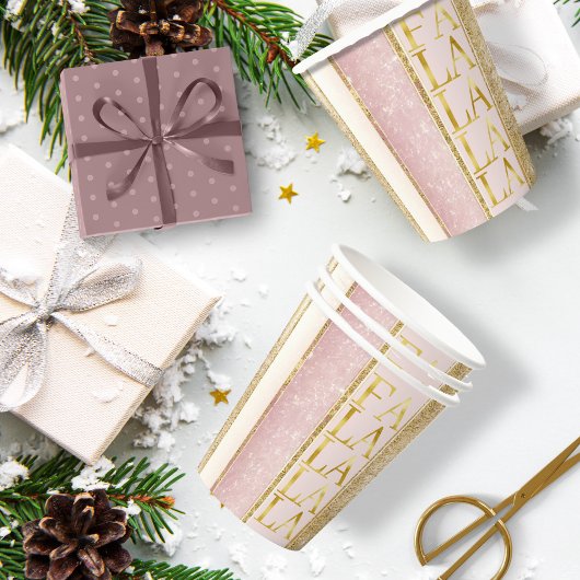 Gobelets En Papier Pink Gold Fa Noël La La Motif#27 ID1009