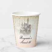Gobelets En Papier Pink Gold Fairytale Princess Castle Anniversaire (Recto)