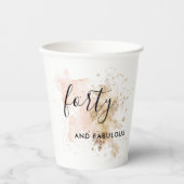 Gobelets En Papier Pink & Gold Quarty & Fabuleux 40e anniversaire (Recto)