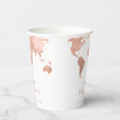 Gobelets En Papier Pink Gold World Map Voyage Baby shower d'aventure (Gauche)