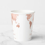 Gobelets En Papier Pink Gold World Map Voyage Baby shower d'aventure (Droite)