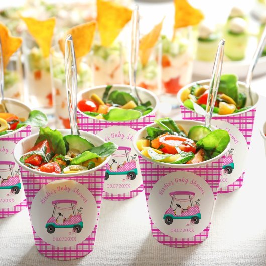 Gobelets En Papier Pink Golf Panier Bébé Fournitures Baby shower