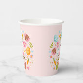 Gobelets En Papier Pink Happy Easter Bunny Floral  (Gauche)