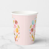 Gobelets En Papier Pink Happy Easter Bunny Floral  (Droite)