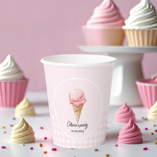 Gobelets En Papier Pink Ice Cream Cone Birthday Party