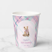 Gobelets En Papier Pink & Lavender Plaid Teddy Bear Baby shower (Verso)