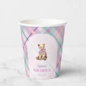 Gobelets En Papier Pink & Lavender Plaid Teddy Bear Baby shower (Recto)