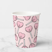 Gobelets En Papier Pink Lollipops, Heart Lollipops, Lollipop Pattern (Verso)