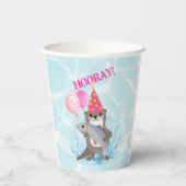 Gobelets En Papier Pink mignonne fille mer Otter fête d'anniversaire (Verso)