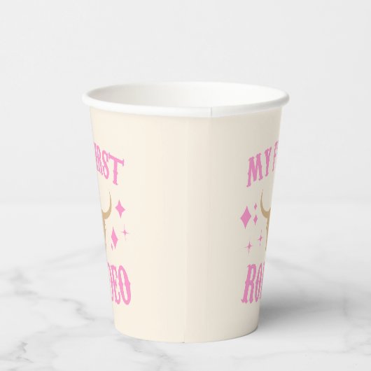 Gobelets En Papier Pink My First Rodeo Cowgirl 1er Anniversaire (Droite)