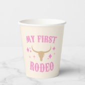 Gobelets En Papier Pink My First Rodeo Cowgirl 1er Anniversaire (Recto)