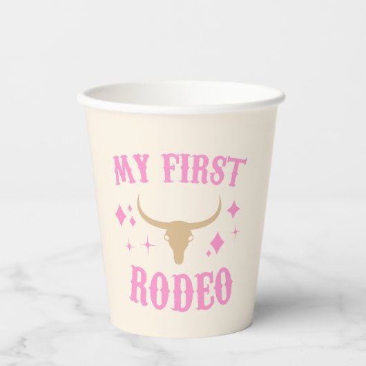 Gobelets En Papier Pink My First Rodeo Cowgirl 1er Anniversaire (Recto)
