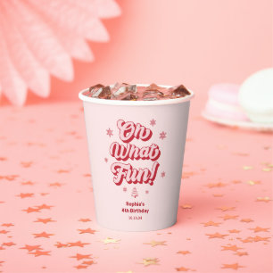Gobelets En Papier Pink Oh What Fun Noël Anniversaire