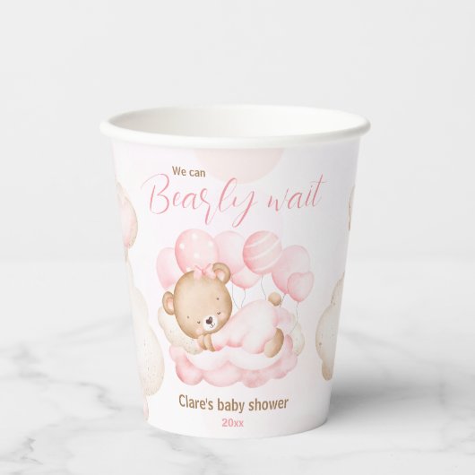 Gobelets En Papier Pink On Peut Attendre Des Tasses De Papier Baby sh (Recto)