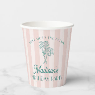 Gobelets En Papier Pink Palm Spring Pastel Beach Anniversaire
