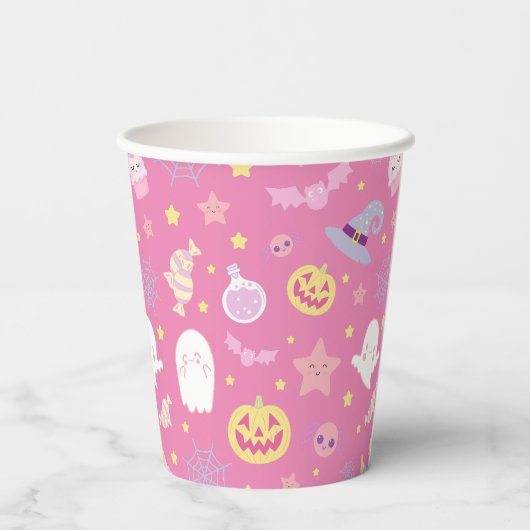 Gobelets En Papier Pink Pasteloween Motif Halloween (Verso)