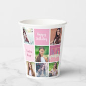 Gobelets En Papier Pink Photo Collage Custom Femmes's Birthday Party (Recto)