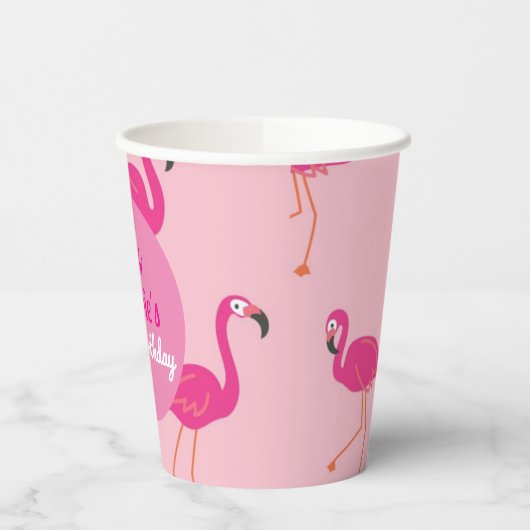 Gobelets En Papier Pink Pool Party Malibu Flamant rose Retro (Gauche)