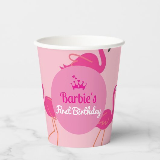 Gobelets En Papier Pink Pool Party Malibu Flamant rose Retro (Recto)