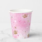 Gobelets En Papier Pink Princess Hearts & Crown Tiara fête d'annivers (Recto)