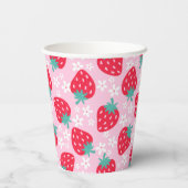 Gobelets En Papier Pink Red Strawberries Floral  Pattern Monogram (Verso)