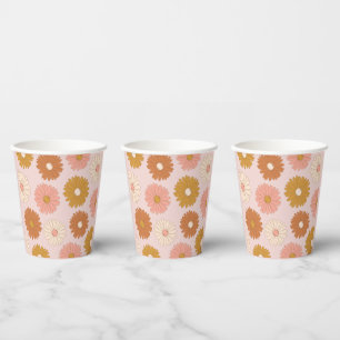 Gobelets En Papier Pink Retro Floral 2e anniversaire