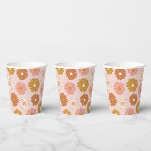 Gobelets En Papier Pink Retro Floral 2e anniversaire (Multi)