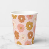 Gobelets En Papier Pink Retro Floral 2e anniversaire (Recto)