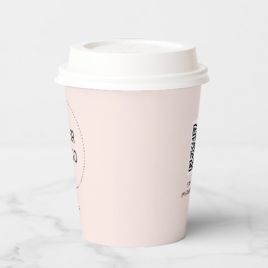 Gobelets En Papier Pink Simple Heart Business Logo Code QR personnali (Gauche)