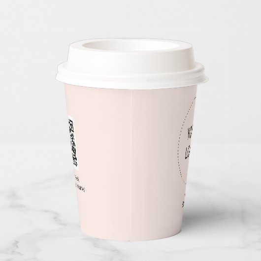 Gobelets En Papier Pink Simple Heart Business Logo Code QR personnali (Droite)