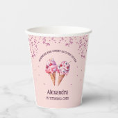 Gobelets En Papier Pink Sprinkles Girl Ice Cream 1er anniversaire (Recto)