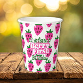 Gobelets En Papier Pink Strawberry Berry First Birthday 
