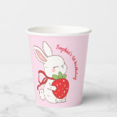 Gobelets En Papier Pink Strawberry Bunny Birthday (Verso)