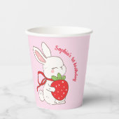 Gobelets En Papier Pink Strawberry Bunny Birthday (Recto)