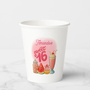 Gobelets En Papier Pink Sweet Sixteen Paper Cups