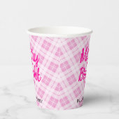 Gobelets En Papier Pink tartan Christmas Merry Bright Family name (Droite)