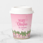 Gobelets En Papier Pink Village Joyeux Noël Party Paper Cup (Verso)