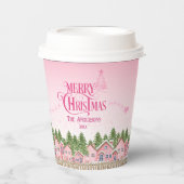 Gobelets En Papier Pink Village Joyeux Noël Party Paper Cup (Recto)