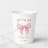 Gobelets En Papier Pink Watercolor Ruban Blush Bachelorte (Verso)