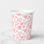 Gobelets En Papier Pink Watercolor Valentine Hearts Pattern (Verso)