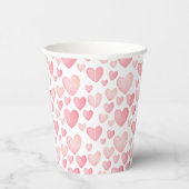 Gobelets En Papier Pink Watercolor Valentine Hearts Pattern (Droite)